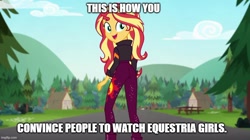 Size: 888x499 | Tagged: safe, artist:mlpfan3991, edit, imported from derpibooru, screencap, sunset shimmer, human, equestria girls, ass, bunset shimmer, butt, caption, female, image macro, meme, music festival outfit, solo, text