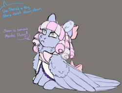 Size: 4842x3700 | Tagged: safe, artist:shadypixels, imported from derpibooru, oc, oc only, oc:swan song, pegasus, pony, chest fluff, fallout equestria oc, female, filly, fluffy, foal, gray background, large wings, pegasus oc, simple background, solo, wings
