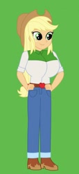 Size: 328x720 | Tagged: safe, artist:inferno55, imported from derpibooru, applejack, human, equestria girls, belt, belt buckle, big breasts, boots, breasts, busty applejack, clothes, cowboy boots, cowboy hat, cowgirl, denim, hat, high heel boots, jeans, pants, shirt, shoes, solo, stetson