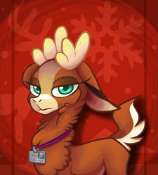 Size: 1331x1478 | Tagged: safe, artist:cocoateaworth, imported from derpibooru, deer, reindeer, them's fightin' herds, community related, female, name tag, solo