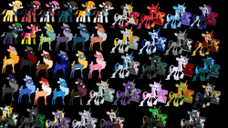 Size: 1920x1080 | Tagged: safe, imported from derpibooru, cow, them's fightin' herds, alternate color palette, arizona (tfh), black background, community related, implied queen chrysalis, implied trixie, implied vinyl scratch, oleander (tfh), simple background, velvet (tfh)