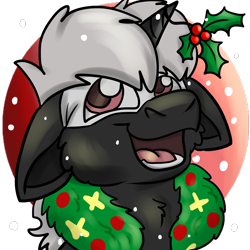 Size: 2000x2000 | Tagged: safe, artist:euspuche, imported from derpibooru, oc, oc only, oc:pustka, unicorn, bust, christmas, floppy ears, holiday, holly, holly mistaken for mistletoe, icon, male, portrait, simple background, smiling, solo, transparent background