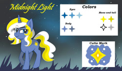 Size: 1400x812 | Tagged: safe, artist:toxiccolour, imported from derpibooru, oc, oc only, pony, unicorn, eyelashes, female, horn, mare, reference sheet, smiling, solo, stars, unicorn oc