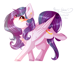 Size: 1866x1566 | Tagged: safe, artist:prettyshinegp, imported from derpibooru, oc, oc only, pegasus, pony, chest fluff, ear piercing, female, mare, pegasus oc, piercing, raised leg, simple background, transparent background
