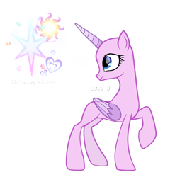 Size: 3576x3616 | Tagged: safe, artist:harmonyvitality-yt, imported from derpibooru, oc, oc only, alicorn, pony, alicorn oc, base, concave belly, eyelashes, folded wings, horn, looking back, raised hoof, simple background, slim, smiling, solo, thin, transparent background, turned head, wings