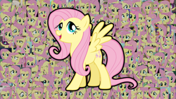 Size: 3840x2160 | Tagged: safe, imported from derpibooru, fluttershy, saddle rager, pegasus, pony, cute, female, frown, grin, gritted teeth, mare, multeity, open mouth, open smile, power ponies, shyabetes, smiling, so much flutter, teeth, wallpaper