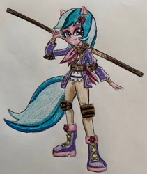Size: 2670x3171 | Tagged: safe, artist:bozzerkazooers, imported from derpibooru, anthro, equestria girls, dahlia, equestria girls-ified, g5, ninja, solo, traditional art