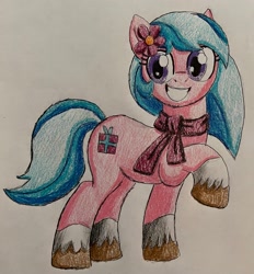 Size: 2702x2907 | Tagged: safe, artist:bozzerkazooers, imported from derpibooru, earth pony, pony, dahlia, g5, smiling, solo, traditional art