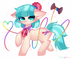 Size: 3600x3000 | Tagged: safe, artist:monstrum, imported from derpibooru, coco pommel, earth pony, pony, cheek fluff, cocobetes, cute, female, mare, raised hoof, simple background, smiling, solo, thread, white background, yarn