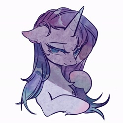 Size: 2048x2048 | Tagged: safe, artist:tkotu1, imported from derpibooru, rarity, pony, unicorn, bust, crying, female, floppy ears, high res, lidded eyes, mare, messy mane, simple background, solo, white background