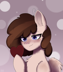 Size: 2000x2268 | Tagged: safe, artist:alunedoodle, imported from derpibooru, oc, oc:raevyn, pegasus, pony, blushing, bust, commission, female, portrait, raised hoof, smiling, solo, ych result
