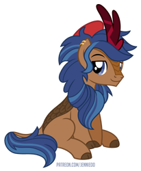 Size: 900x1090 | Tagged: safe, artist:jennieoo, imported from derpibooru, oc, oc:case, kirin, pony, beret, ear piercing, hat, horn, kirin oc, looking at you, piercing, show accurate, simple background, sitting, smiling, smiling at you, solo, transparent background, vector
