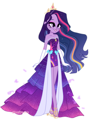 Size: 1610x2116 | Tagged: safe, artist:marihht, imported from derpibooru, twilight sparkle, human, equestria girls, bare shoulders, clothes, dress, female, grin, older, older twilight, princess twilight 2.0, simple background, smiling, solo, transparent background, twilight sparkle (alicorn)