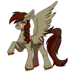 Size: 2894x2894 | Tagged: safe, artist:nirguna st, imported from derpibooru, oc, oc only, oc:pora hooft, pegasus, pony, braid, looking at you, pegasus oc, simple background, smiling, solo, spread wings, transparent background, wings