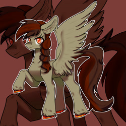 Size: 2894x2894 | Tagged: safe, alternate version, artist:nirguna st, imported from derpibooru, oc, oc only, oc:pora hooft, pegasus, pony, braid, looking at you, pegasus oc, smiling, solo, spread wings, wings, zoom layer