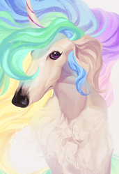 Size: 1300x1900 | Tagged: safe, artist:yuyusunshine, imported from derpibooru, princess celestia, dog, borzoi, dogified, doglestia, solo, species swap, sunmutt