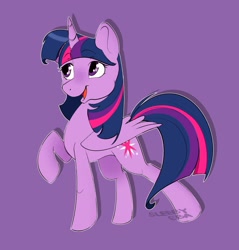 Size: 1957x2048 | Tagged: safe, artist:sleebyeba, imported from derpibooru, twilight sparkle, alicorn, pony, female, purple background, raised hoof, simple background, solo, twilight sparkle (alicorn)