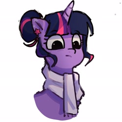 Size: 2048x2048 | Tagged: safe, artist:cherriimiu, imported from derpibooru, twilight sparkle, pony, clothes, female, scarf, simple background, solo, white background