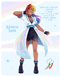 Size: 1606x2048 | Tagged: safe, artist:applesartt, imported from derpibooru, rainbow dash, human, clothes, dark skin, female, humanized, idol, solo