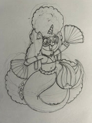 Size: 1280x1707 | Tagged: safe, imported from derpibooru, sea pony, unicorn, an american tail, an american tail: fievel goes west, bra, bracelet, bushy hair, clothes, diamonds, fan, generosity, goggles, jewelry, necklace, seaponified, seashell, species swap, tanya mouskewitz, the girl you left behind, underwear