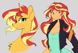 Size: 1546x1050 | Tagged: safe, artist:ecstasydemon, imported from derpibooru, sunset shimmer, human, pony, unicorn, equestria girls, female, human ponidox, self paradox, self ponidox