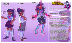 Size: 1035x624 | Tagged: safe, artist:geluatekurama, imported from derpibooru, sci-twi, twilight sparkle, human, equestria girls, anime, boots, clothes, crossover, crystal guardian, dark skin, female, geode of telekinesis, high heel boots, human coloration, magical geodes, my hero academia, shoes, solo