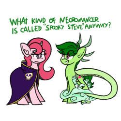 Size: 1024x1024 | Tagged: safe, artist:princessfaeron, imported from derpibooru, oc, oc:melon slice, oc:miracle, pony, unicorn, clothes, cosplay, costume, duo, female, flight rising, mare, rule the world, simple background, spooky steve, transparent background, windsinger