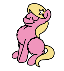 Size: 1275x1414 | Tagged: safe, artist:professorventurer, imported from derpibooru, lily, lily valley, earth pony, pony, chest fluff, cute, eyes closed, female, fluffy, leg fluff, lilybetes, mare, missing cutie mark, peacocking, showing off, smiling, solo