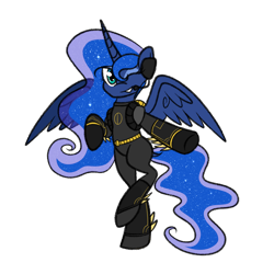 Size: 1024x1024 | Tagged: safe, artist:princessfaeron, imported from derpibooru, princess luna, pony, bipedal, clothes, cosplay, costume, night terror, simple background, solo, transparent background, vince heliotrope