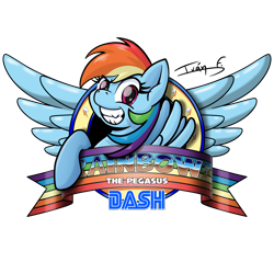 Size: 3508x3508 | Tagged: safe, artist:memprices, edit, imported from derpibooru, rainbow dash, pegasus, pony, crossover, grin, high res, looking at you, simple background, smiling, smiling at you, solo, sonic the hedgehog (series), text, transparent background