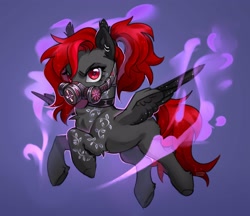 Size: 3750x3240 | Tagged: safe, artist:lunnita_pony, imported from derpibooru, oc, oc only, pegasus, pony, chest fluff, ear piercing, gas mask, mask, piercing, solo