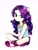 Size: 1936x2581 | Tagged: safe, artist:liaaqila, imported from derpibooru, part of a set, rarity, anthro, human, equestria girls, chibi, cute, equestria girls minis, female, pony ears, raribetes, rarity peplum dress, simple background, sitting, solo, toy interpretation, white background