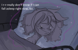 Size: 1118x724 | Tagged: safe, anonymous artist, imported from derpibooru, sunny starscout, earth pony, pony, series:anorexic sunny, anorexia, anorexic, bed, crying, emaciated, g5, hospital bed, implied izzy moonbow, magic, magic aura, messy mane, offscreen character, skinny, starvation