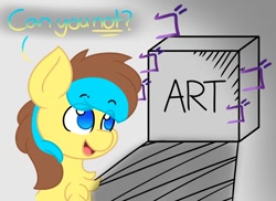 Size: 1100x800 | Tagged: safe, artist:okopod, imported from derpibooru, oc, oc only, oc:okopod, pegasus, pony, art block, chest fluff, male, pegasus oc, pony oc, simple background, solo, speech bubble, text, vent art