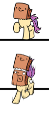 Size: 800x2000 | Tagged: safe, artist:paperbagpony, imported from derpibooru, oc, oc:paper bag, pony, comic, fake cutie mark, falling, fourth wall, simple background, solo, white background