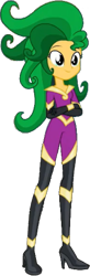 Size: 182x554 | Tagged: safe, artist:pascalmulokozi2, edit, edited screencap, imported from derpibooru, screencap, mane-iac, sunset shimmer, human, equestria girls, movie magic, spoiler:eqg specials, background removed, crossed arms, eyebrows, female, not a vector, palindrome get, power ponies, simple background, smiling, solo, transparent background, wig