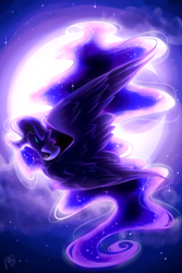 Size: 320x480 | Tagged: safe, artist:prettyshinegp, imported from derpibooru, princess luna, alicorn, pony, ethereal mane, female, full moon, mare, moon, nightmare luna, solo, starry mane