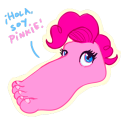 Size: 1280x1280 | Tagged: safe, artist:alexyorim, derpibooru exclusive, imported from derpibooru, pinkie pie, abomination, cursed image, cyriak, digital art, feet, nightmare fuel, not salmon, pun, simple background, solo, spanish, transparent background, wat