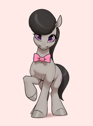 Size: 2250x3045 | Tagged: safe, artist:aquaticvibes, imported from derpibooru, octavia melody, earth pony, pony, female, high res, looking at you, mare, raised hoof, simple background, smiling, smiling at you, solo