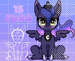 Size: 974x799 | Tagged: safe, artist:rottengotika, imported from derpibooru, princess luna, alicorn, pony, commission, pixel art, solo, your character here