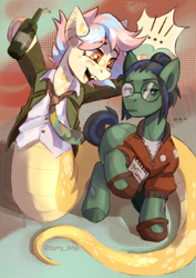 Size: 2480x3508 | Tagged: safe, artist:kotya, imported from derpibooru, oc, oc only, original species, pony, snake, snake pony, clothes, crossover, glasses, solo