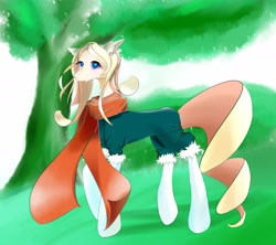 Size: 12375x11000 | Tagged: safe, artist:tupuan, imported from derpibooru, maud pie, sweetie belle, oc, unicorn, blond hair, blue eyes, red scarf, white silk stockings