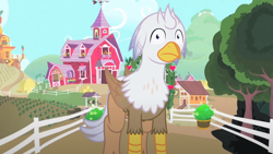 Size: 1280x720 | Tagged: safe, artist:mlp-silver-quill, imported from derpibooru, oc, oc:silver quill, hippogriff, after the fact, after the fact:somepony to watch over me, chicken coop, fence, sweet apple acres, sweet apple acres barn, tree