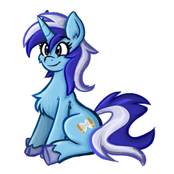 Size: 900x900 | Tagged: safe, artist:daze, imported from derpibooru, minuette, pony, unicorn, chest fluff, female, mare, simple background, sitting, smiling, solo, transparent background