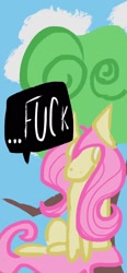 Size: 828x1792 | Tagged: safe, artist:brokenoutlet666, imported from derpibooru, fluttershy, pegasus, pony, cute, shyabetes, sitting, solo, text, vulgar