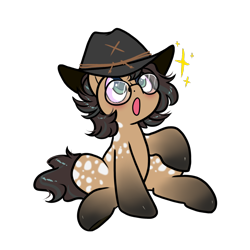 Size: 1300x1300 | Tagged: safe, artist:paperbagpony, imported from derpibooru, oc, oc only, oc:nixie tube, earth pony, pony, cowboy hat, earth pony oc, glasses, hat, simple background, solo, sparkles, transparent background