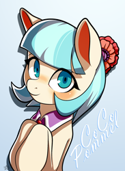 Size: 1388x1896 | Tagged: safe, artist:alexsc112, imported from derpibooru, coco pommel, earth pony, pony, cute, female, gradient background, looking at you, mare, solo