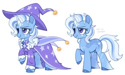 Size: 1167x702 | Tagged: safe, artist:oddysies, imported from derpibooru, trixie, pony, unicorn, curved horn, horn, redesign, simple background, smiling, solo, white background