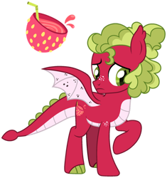 Size: 1024x1088 | Tagged: safe, artist:strawberry-spritz, imported from derpibooru, oc, oc:prickly pear punch, dracony, dragon, hybrid, base used, interspecies offspring, offspring, parent:apple bloom, parent:spike, parents:spikebloom, simple background, solo, transparent background