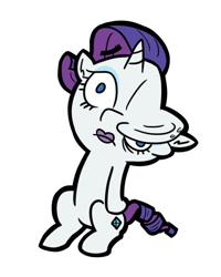 Size: 570x711 | Tagged: safe, artist:jargon scott, imported from derpibooru, rarity, pony, unicorn, dent, dented, female, lipstick, mare, simple background, sitting, solo, the fairly oddparents, white background, why, wtf